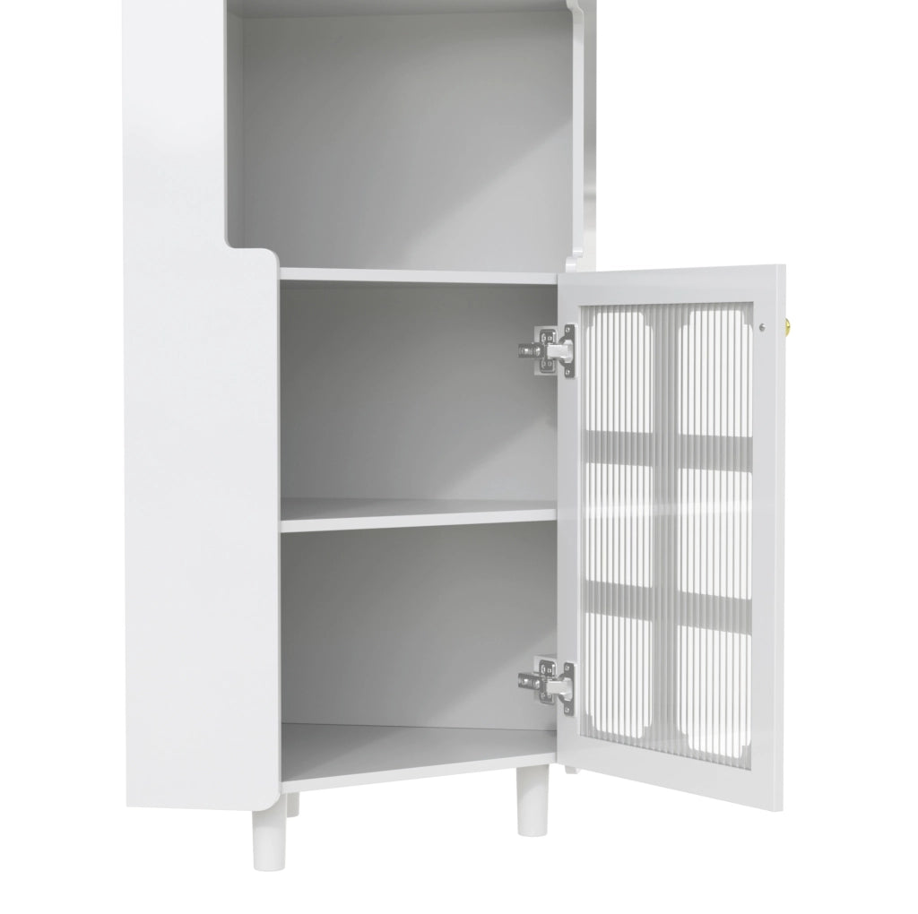 Mobile angolare contenitore bianco con LED, 63,5x157,5 cm, MDF