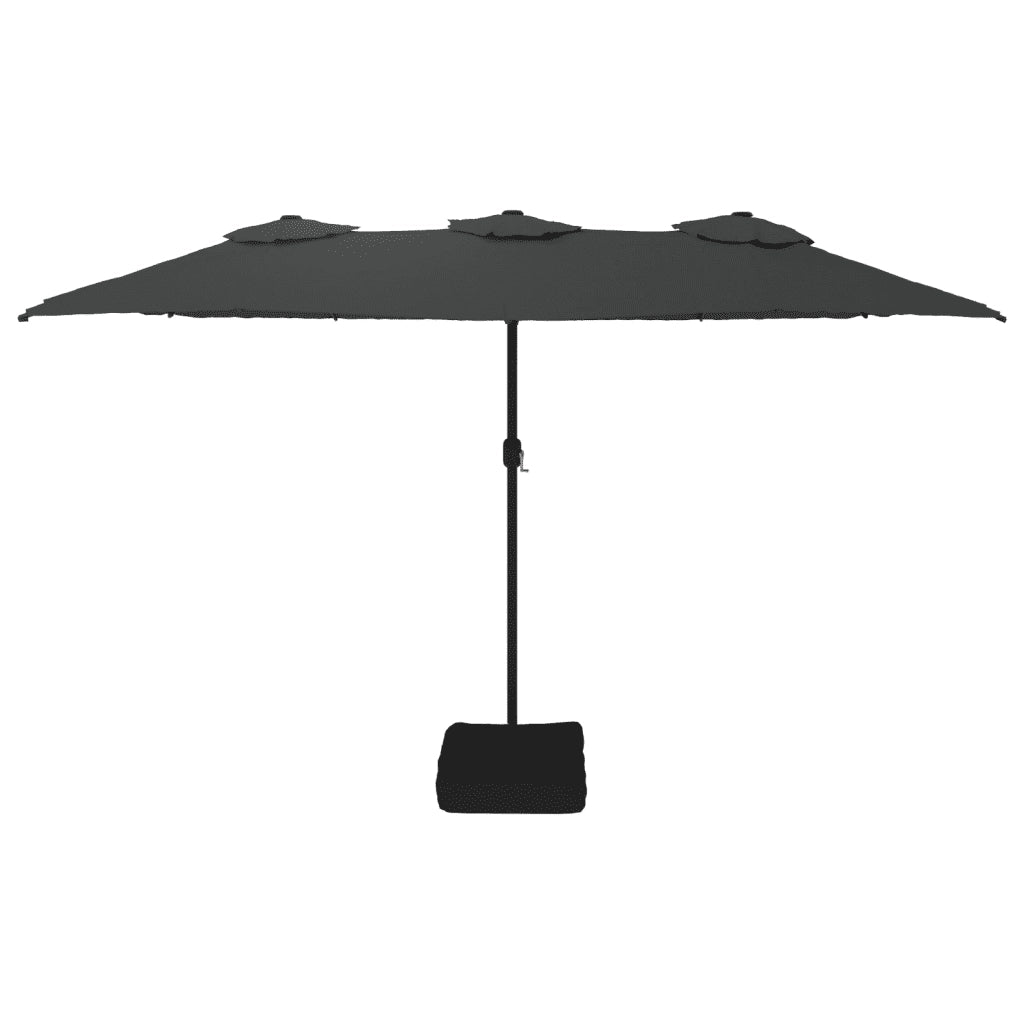 Ombrellone da giardino a doppia testa con illuminazione a LED 449 x 265 cm protezione UV atmosfera accogliente poliestere antracite 02_0047380