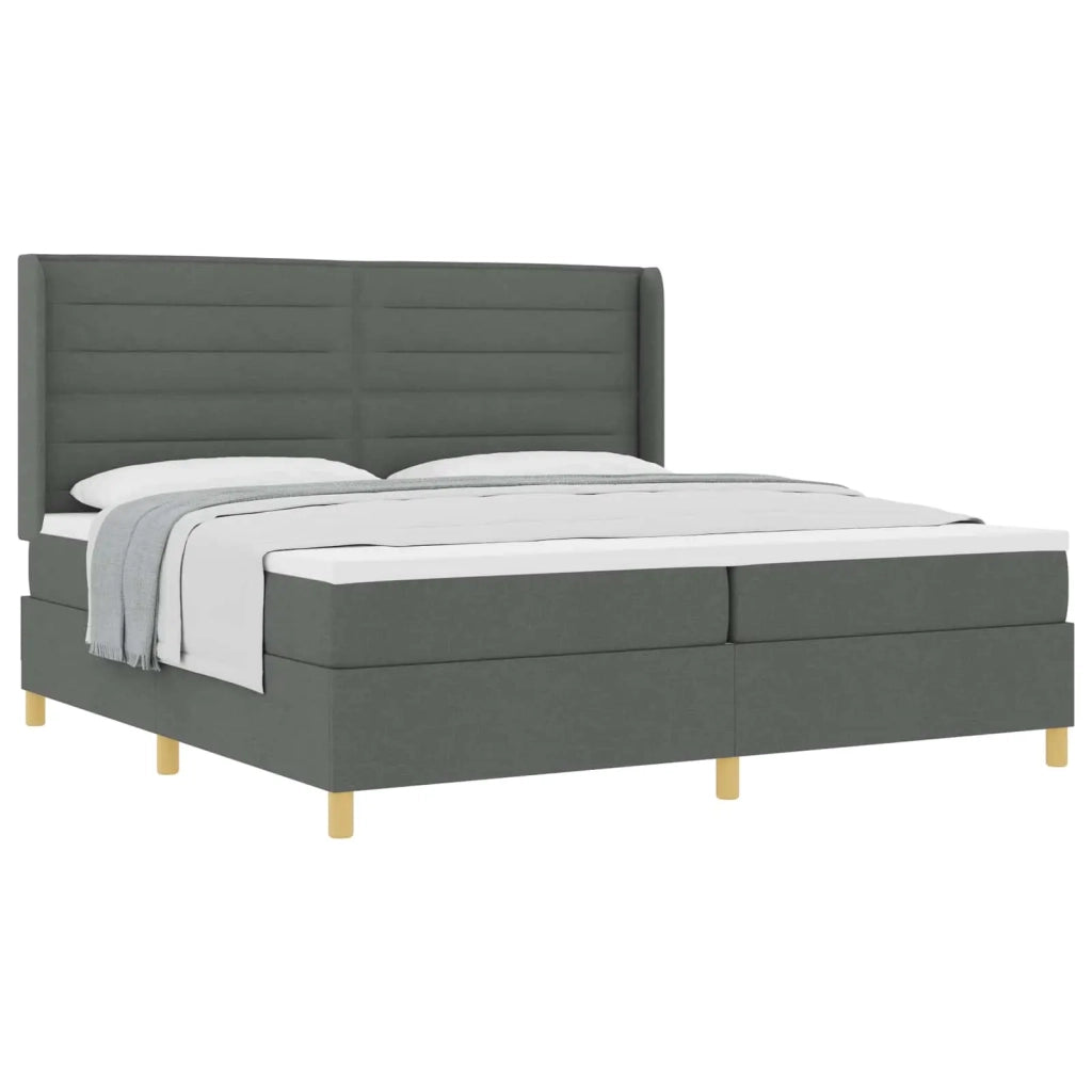 Letto a molle con materasso Grigio scuro 200 x 200 cm Tessuto