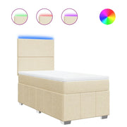 Letto singolo | Letto per adulti | Giroletto a Molle con Materasso Crema 100x200 cm in Tessuto