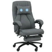 Poltrona da ufficio con massaggi, porta USB, ruote girevoli, Grigio Scuro