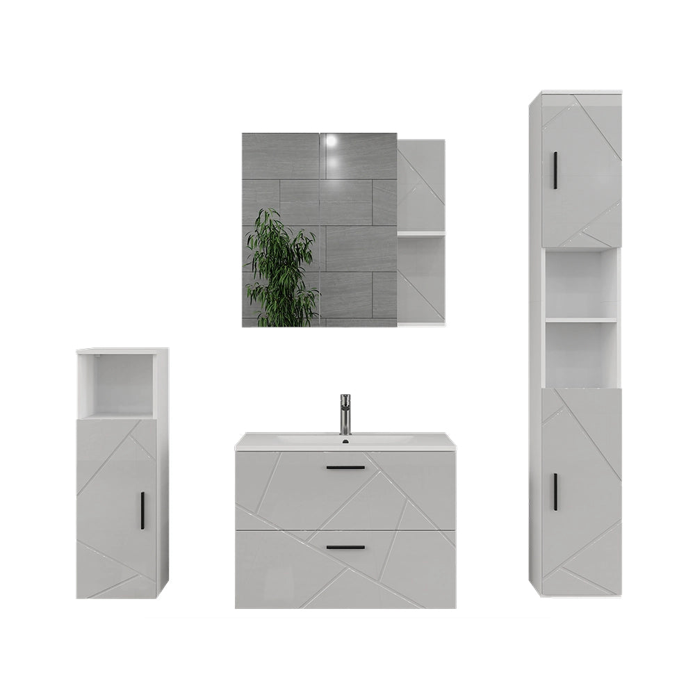 Vicco Set di mobili da bagno Bianco/bianco lucido 5 parti