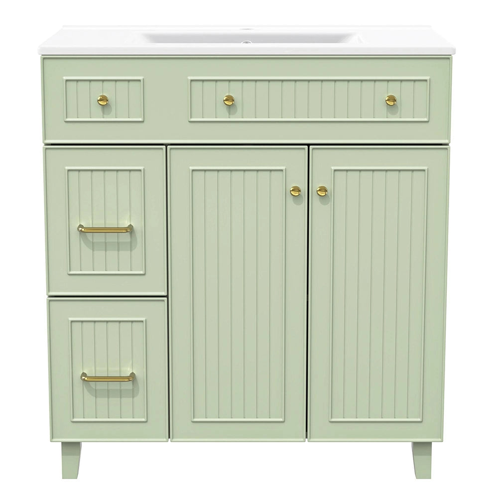 Armadio bagno con lavabo - Xylo - 81,7 cm - Verde - Design lussuoso con superficie laccata