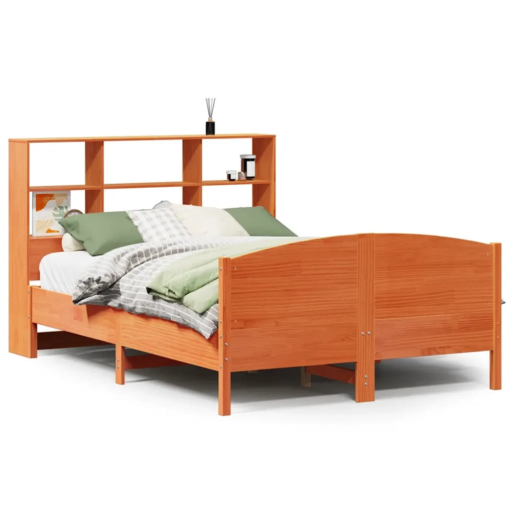 vidaXL Letto Libreria senza Materasso Marrone Cera 150x200 cm in Pino