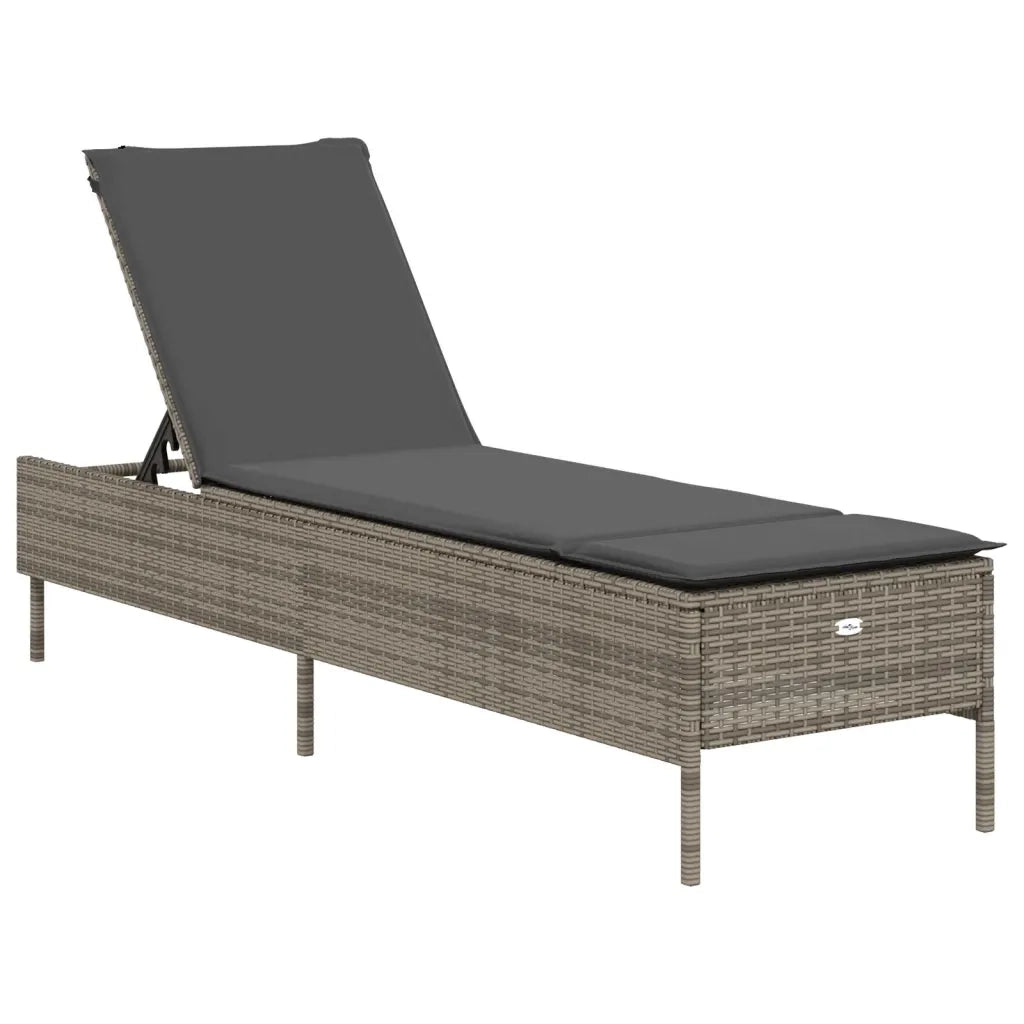 Set Lettini PrendiLettino sole | Sdraio da giardino | Lettino da sole con Cuscini 3 pz Grigio in Polyrattan