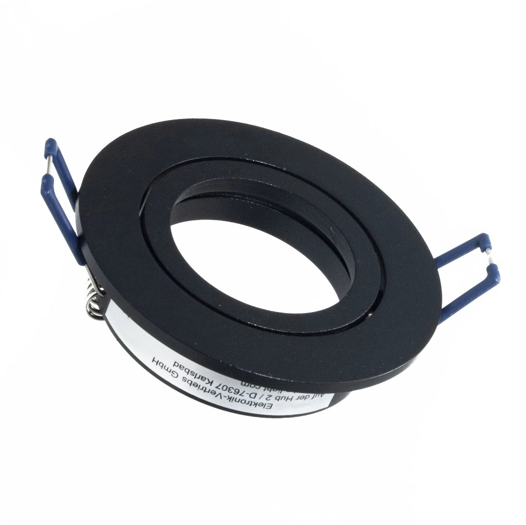 Faretto ad incasso LED 8W GU10 nero tondo foro 70mm moderno orientabile luce soffitto ingresso ufficio NERO 6000K