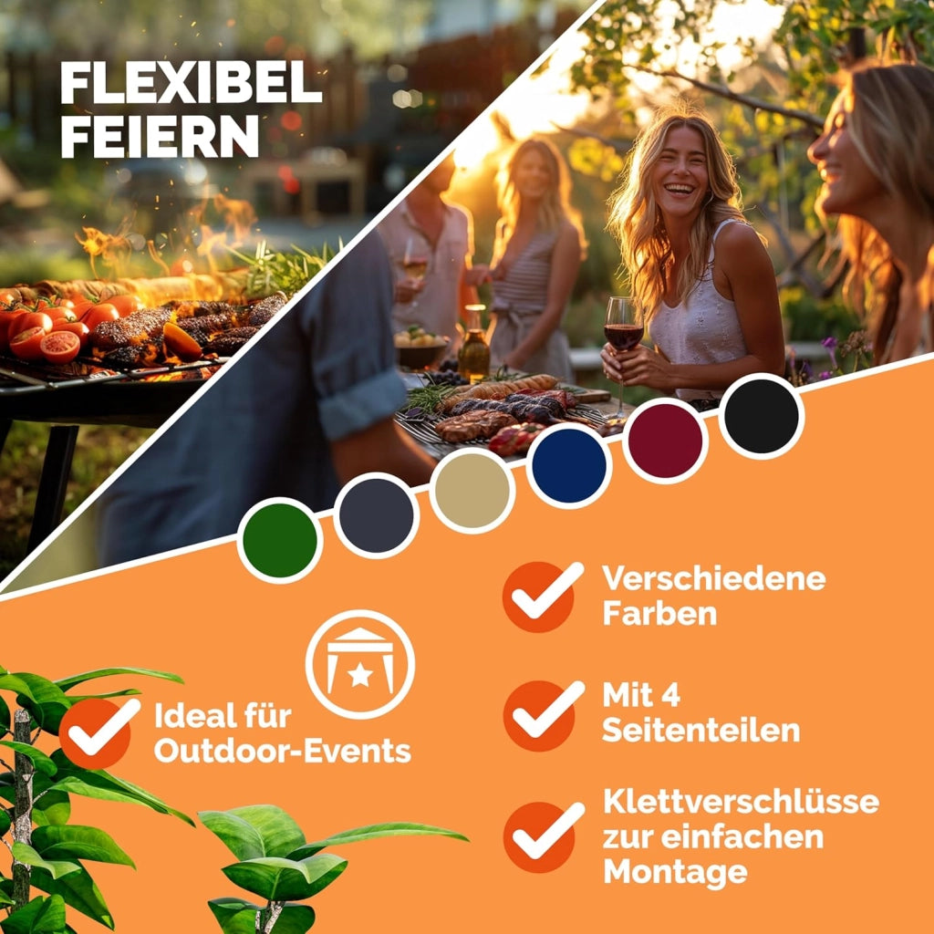Gazebo pop-up, 3 x 3 m, con 4 parti laterali, colori assortiti, protezione UV 50+, con custodia, impermeabile, pieghevole, gazebo pieghevole, festival, capri, antracite