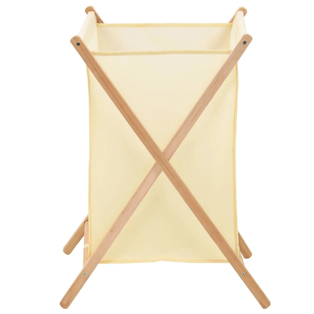 Portabiancheria in Legno di Cedro e Tessuto Beige 42x41x64 cm CFW4951017