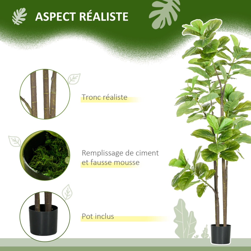 Piante Finto Ficus Lyrata 2 Pezzi ¨C Minimal ¨C Verde 180cm con Vaso