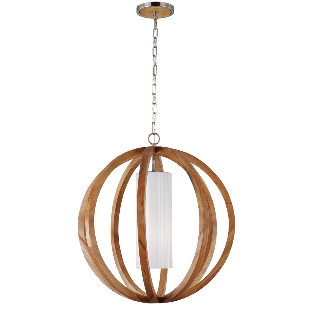 Sospensione Industrial Nordica Allier Legno Acciaio 1 Luce E27 D66Cm