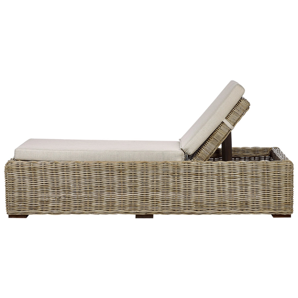 Lettino da giardino in vimini naturale con cuscino regolabile stile boho tradizionale