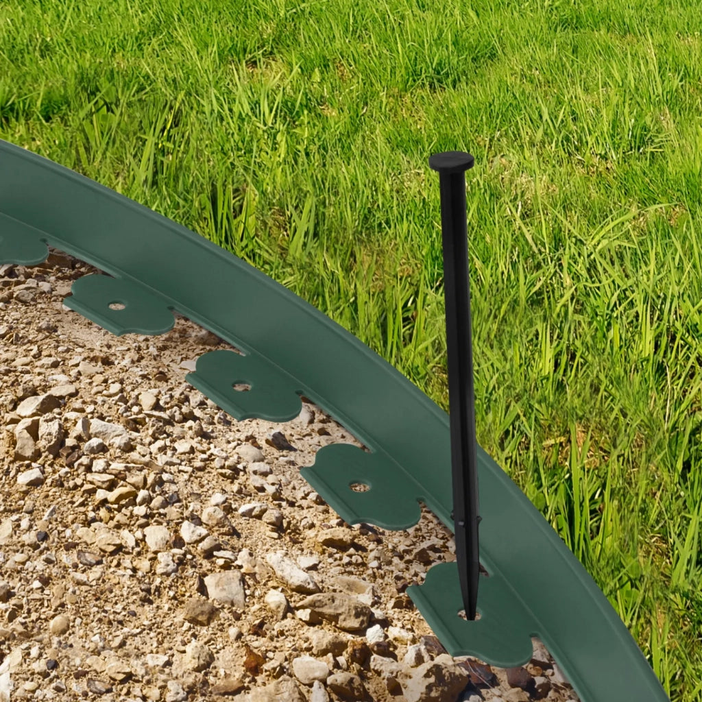 IDMarket - Bordature per prato flessible 10 mt verde altezza 5 cm + 30 picchetti