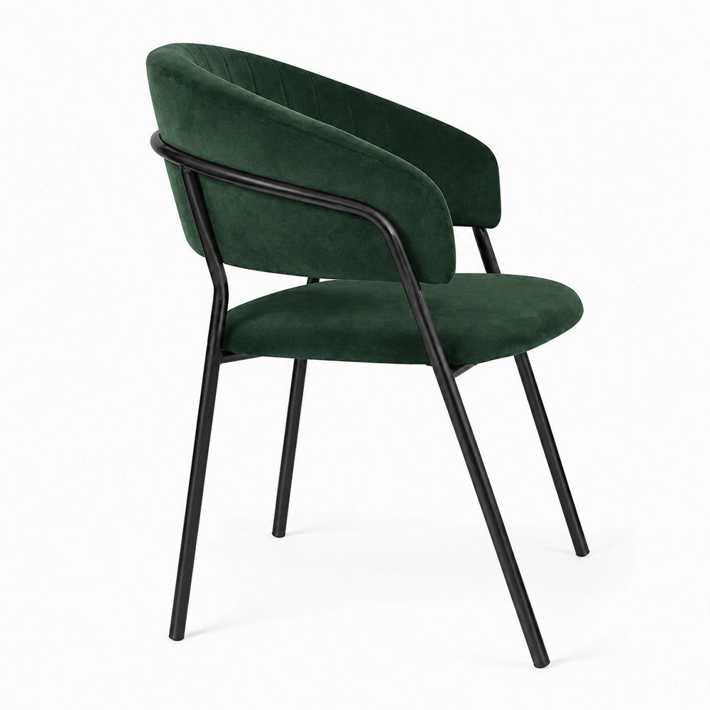 Sedie da sala da pranzo set da 2 Aurelia in velluto verde con gambe nere