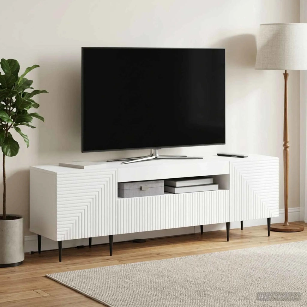 Mobile TV LED Bianco Legno ingegnerizzato 896905