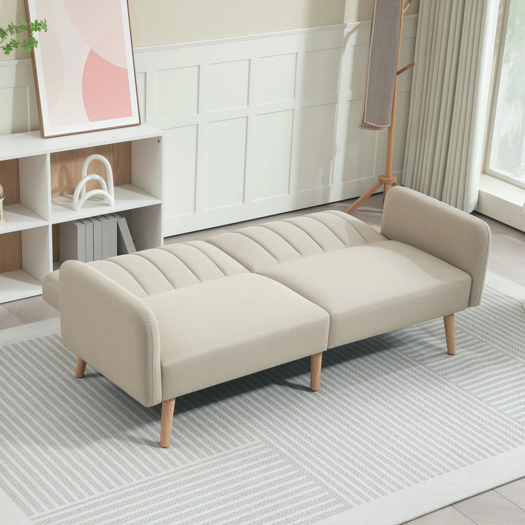 Divano letto 2 posti ¨C zephmum ¨C Tessuto beige, Struttura in legno