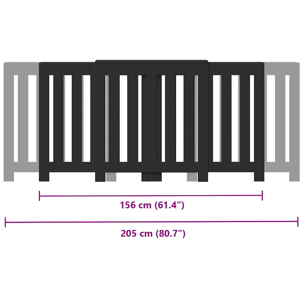 Copertura Termosifone Nera 205x21,5x83,5 cm Legno Multistrato 852763