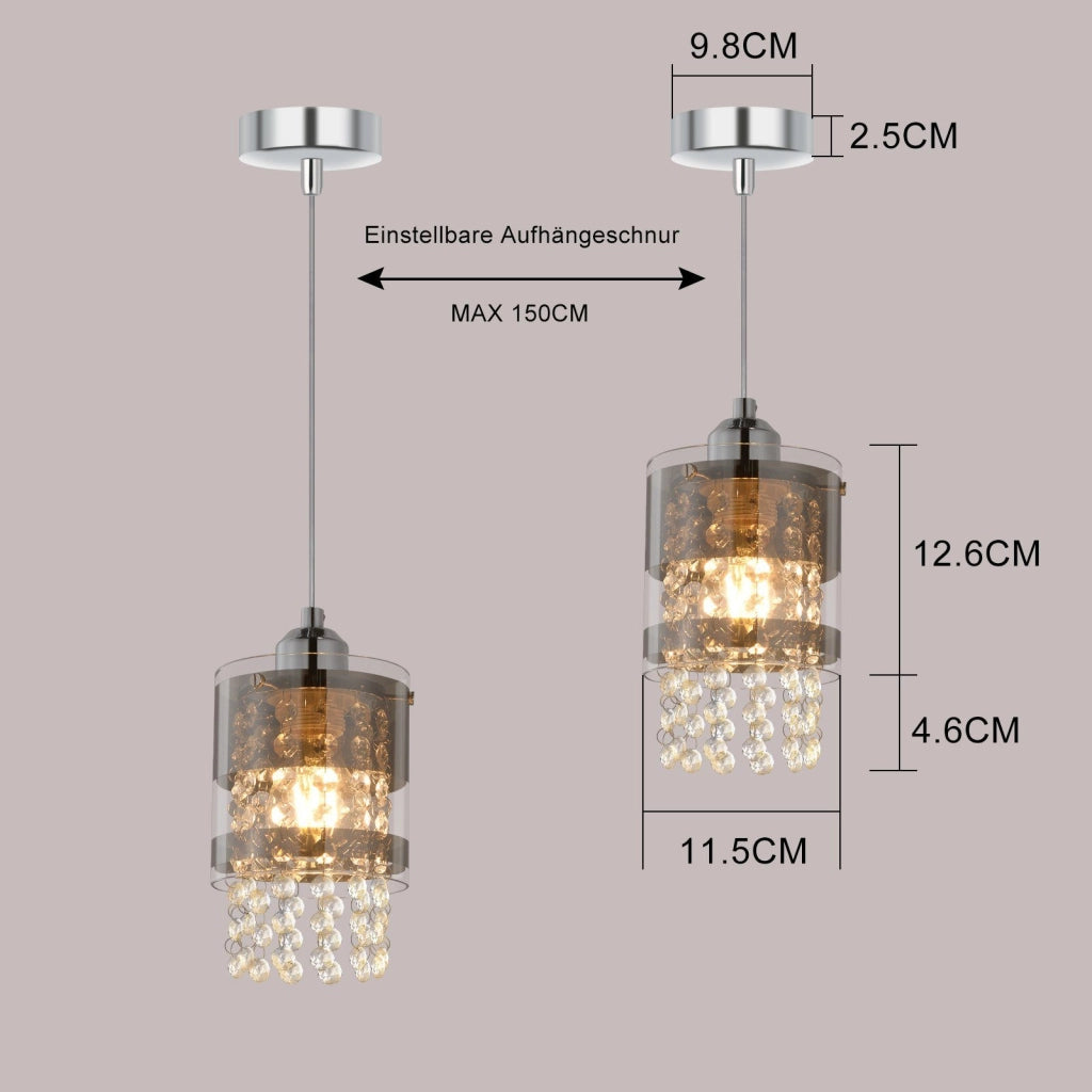 Lampada a sospensione ZMH LED vetro trasparente colorato diametro 150 cm E27 max 40W per tavolo moderno
