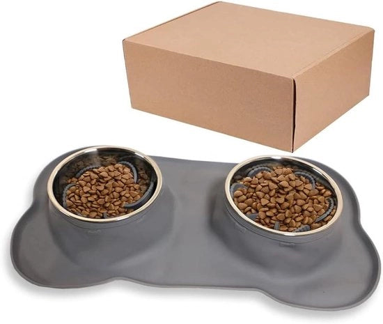 Piatto per Cane Lento Rilascio Morsico Doppio Piatto Antiscivolo Piastra di Gomma Siliconica + Cuscino di Separazione