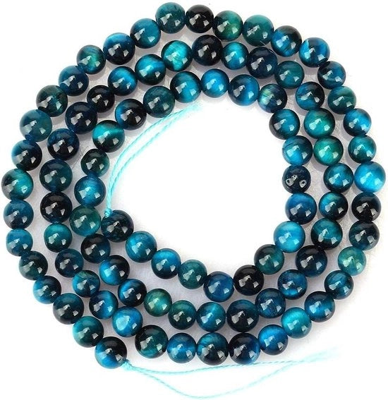 Armband con perle di pietra blu, decorazione DIY con forma di tigre, energia yoga, collana blu cielo con perle naturali.