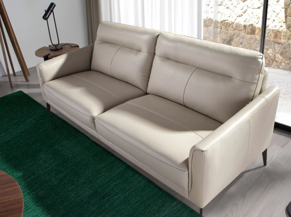 divano a 2 posti in pelle grigio taupe