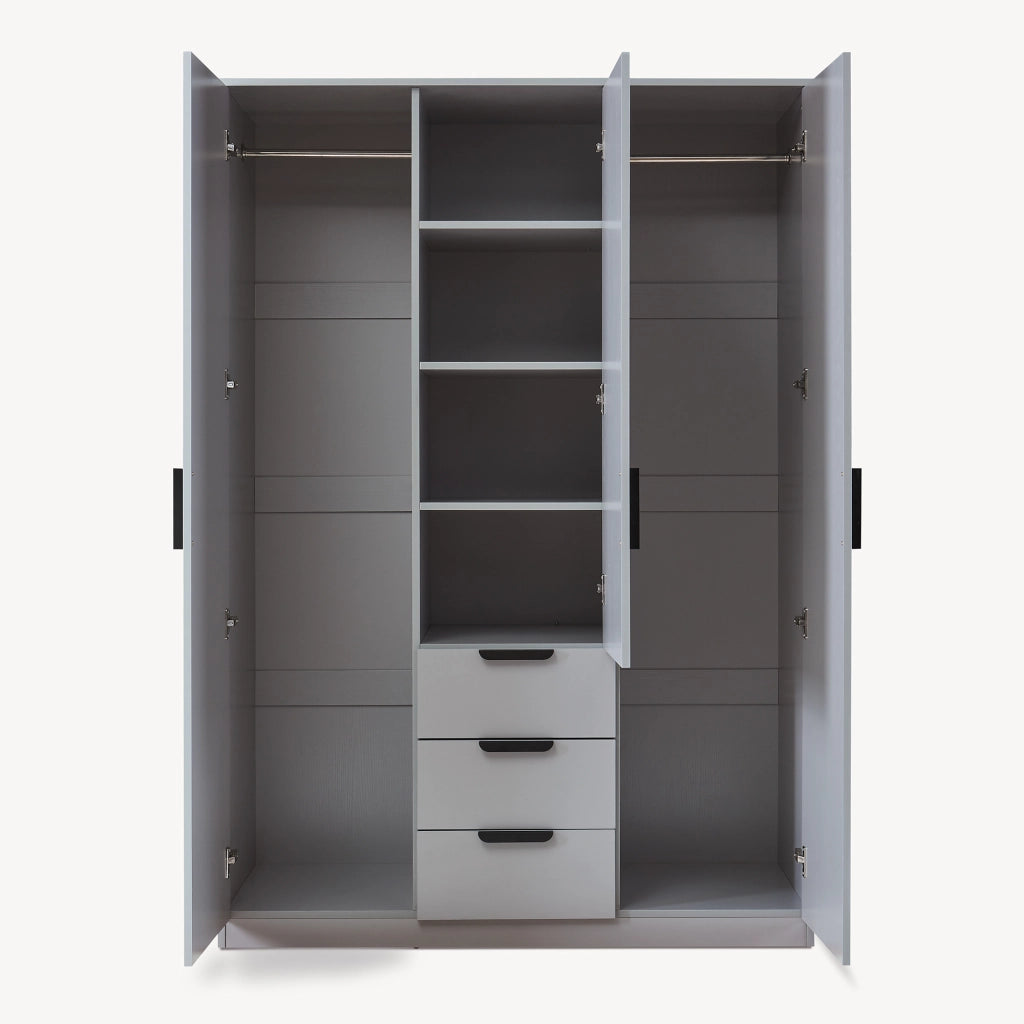 Armadio Guardaroba Eiselfing con Scomparti e Cassetti 176 x 120 x 52 cm Grigio [en.casa]