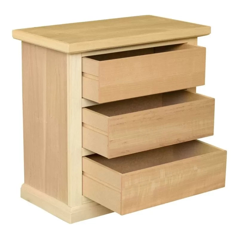 Comodino classico 3 cassetti in legno grezzo 60x35x64 - Mobili 2G