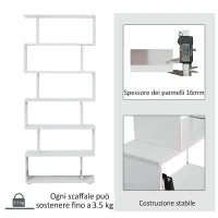 Libreria di Design Mobili Ufficio Scaffale in Legno 80x24x191cm Bianco