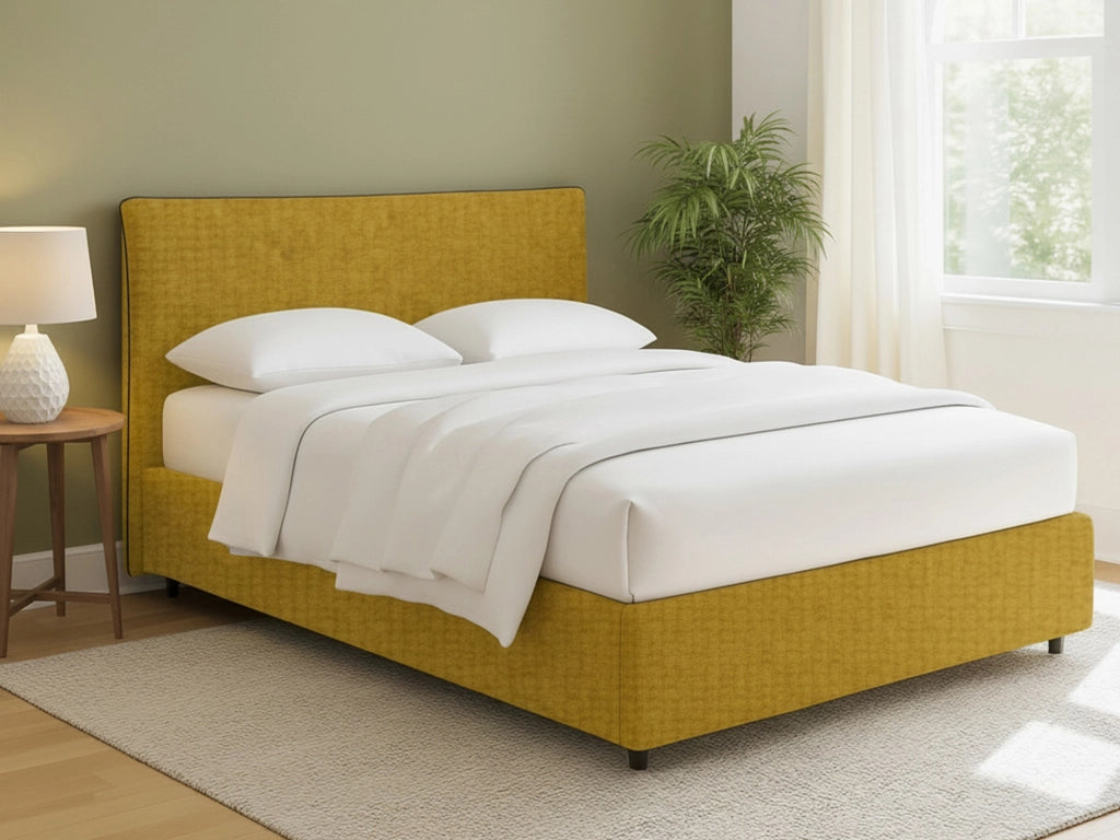 Tipton, Letto Matrimoniale Sfoderabile Made in Italy, Giallo Ocra
