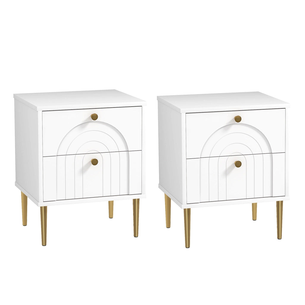 Comodino con cassetto ¨C zephmum ¨C bianco, acciaio, 40x35x50 cm