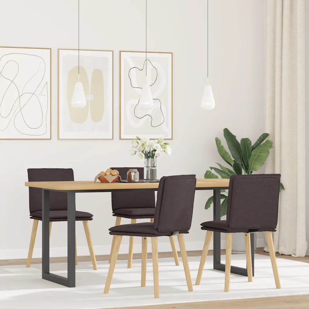 Sedie da Pranzo 4 pz Marrone Scuro in Tessuto 3315359
