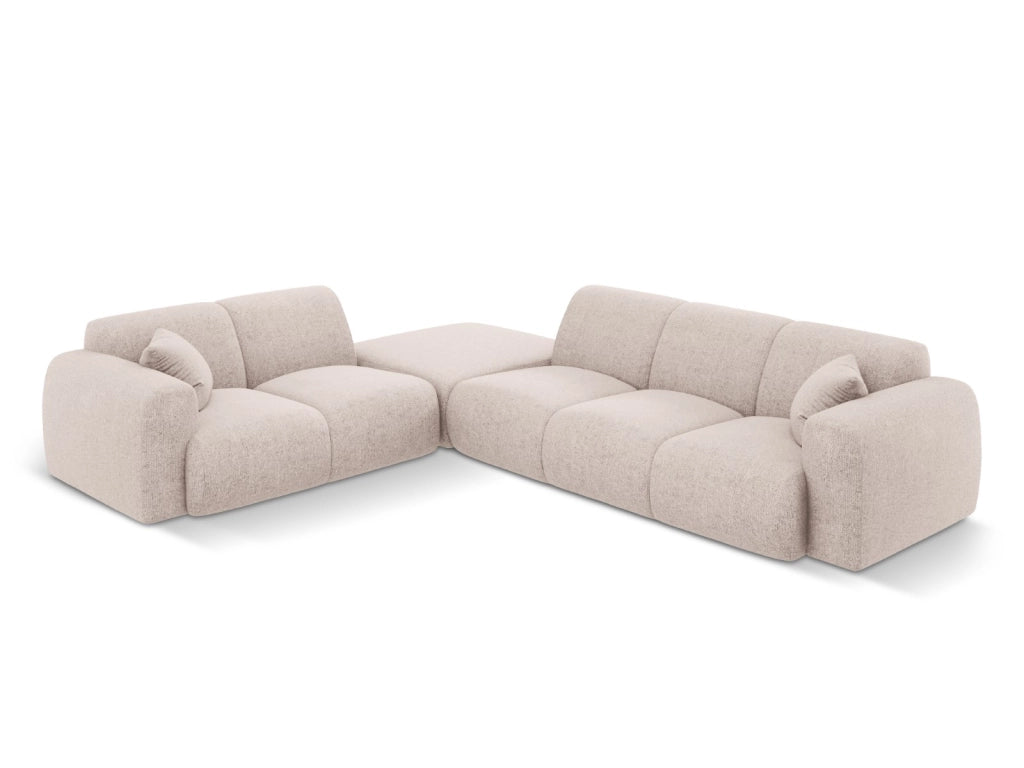 Cosmopolitan Design - Divano angolare sinistro "Nolio" 4 posti in ciniglia beige 