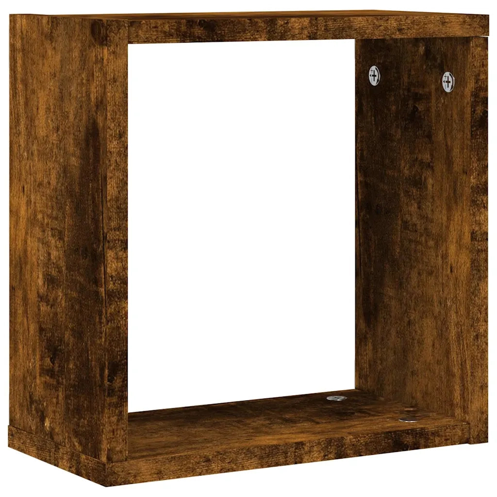2 pz Mensole | Ripiano | Scaffale a Cubo Rovere Fumo 30x15x30 cm
