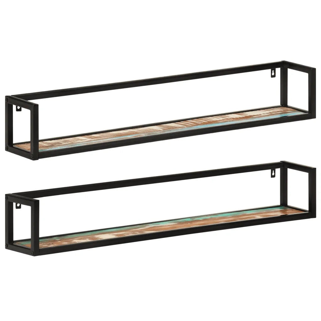 Mensole Parete 2 pz 110x17x17cm Legno Massello Recupero e Ferrocod mxl 83379
