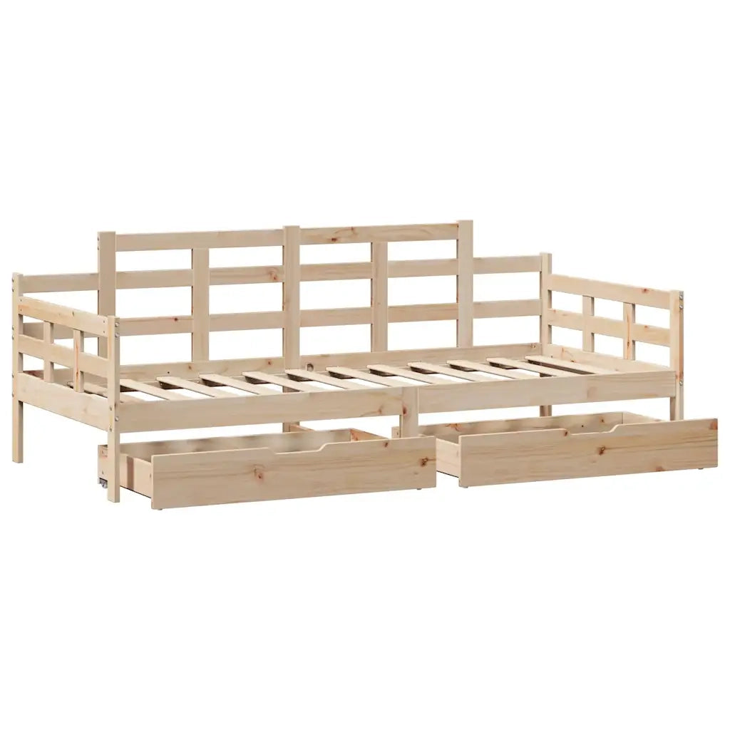 Letto singolo | Letto per adulti | Dormeuse con Cassetti 90x190 cm in Legno Massello Pino