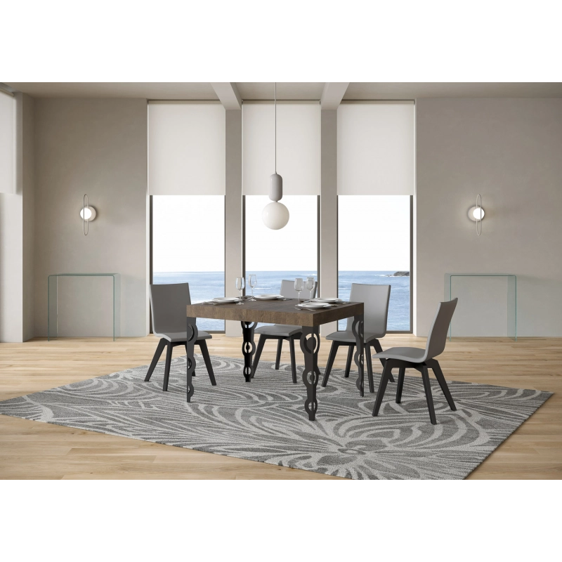 Tavolo allungabile 70x110/194 cm Karamay telaio Antracite - Noce