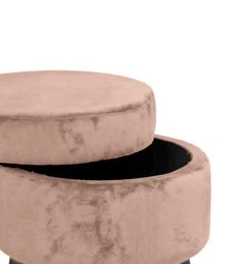 POUF CONTENITORE SEDUTA IN VELLUTO E GAMBE NERE 37 X H40 CM COLORE ROSA