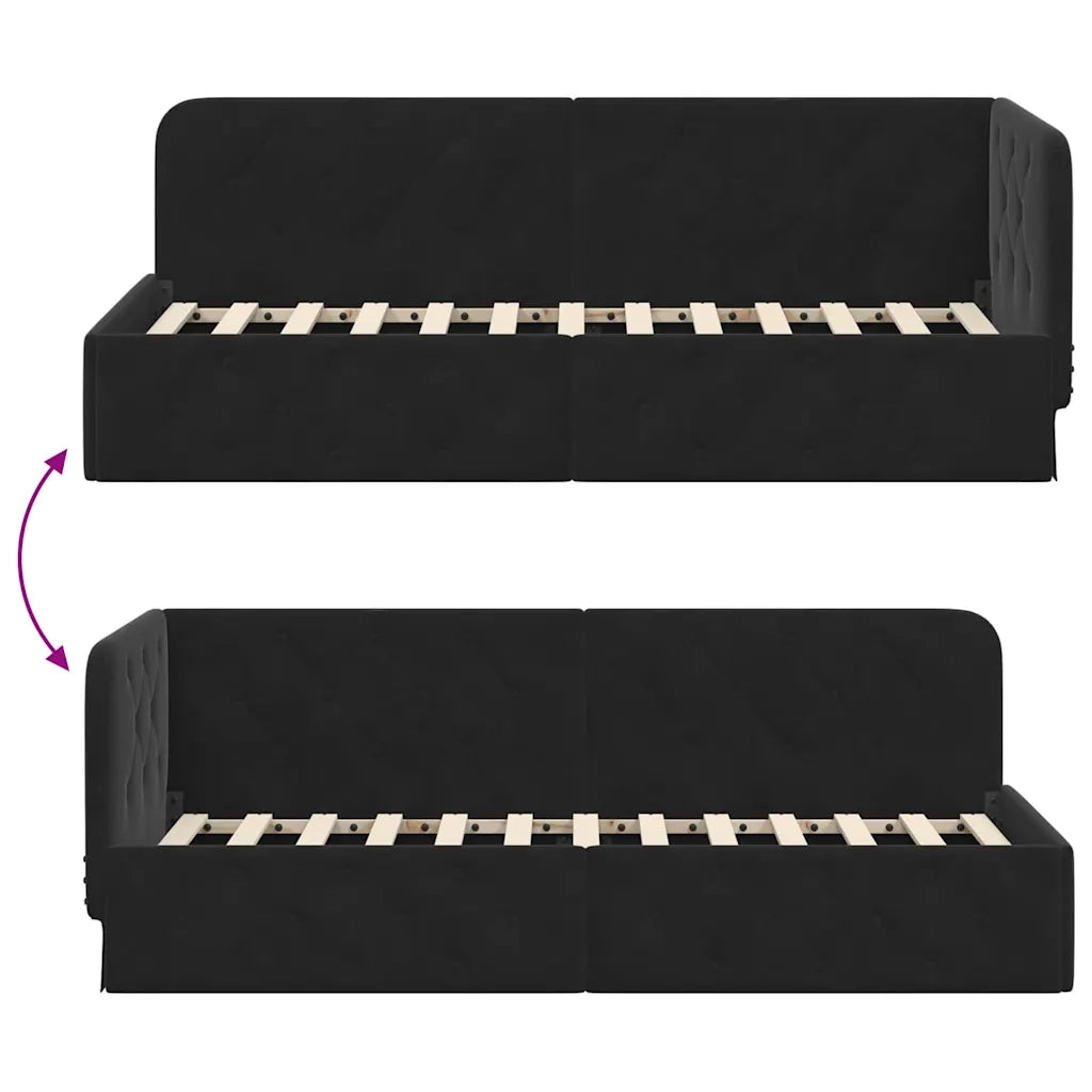 Cornice del letto ad angolo Nero 80 x 200 cm Velluto
