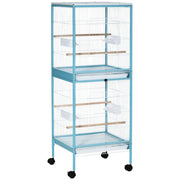 EasyComfort Gabbia per Uccelli 2 in 1 Voliera da Interni con 4 Ruote e Vassoi Estraibili, 51.5x50x140cm
