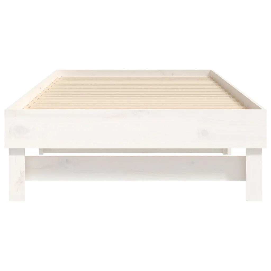 Letto da camera | Dormeuse Estraibile Bianca 2x(100x200)cm Legno Massello di Pino