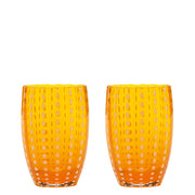 Zafferano Perle Bicchiere Arancione - Vetro Colorato Soffiato a Bocca, 32 cl, Lavorato a Mano - Set da 2 Tumblers Artigianali per Acqua o Cocktail