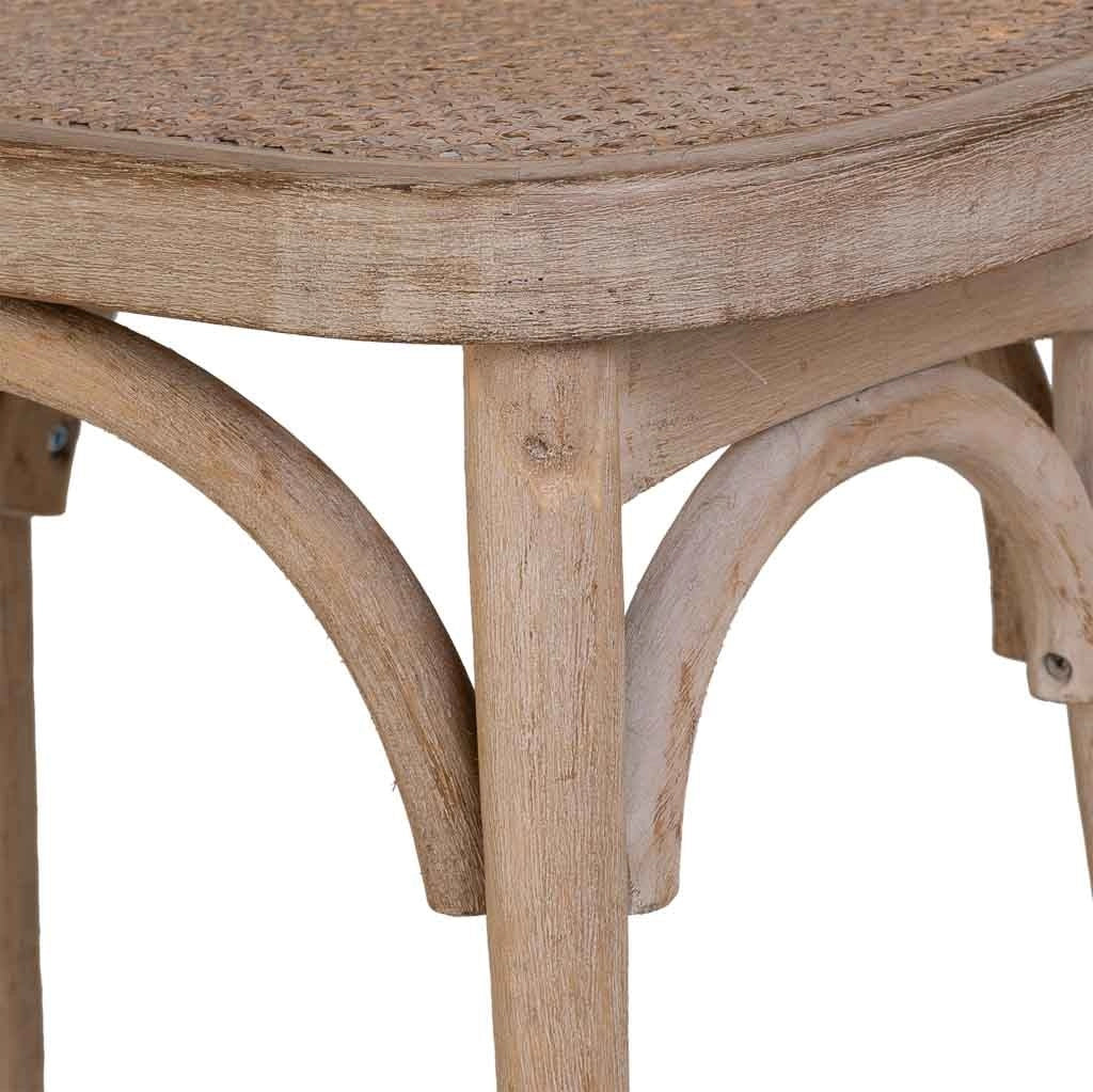 Sgabello in legno con seduta in rattan 55x37x47h cm