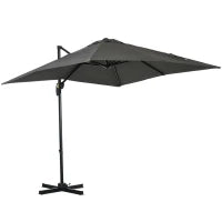 Ombrellone da Giardino con Angolazione Regolabile su 5 Livelli e Rotazione a 360°, 2.5x2.5 m, Grigio