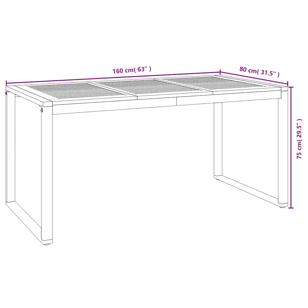 Tavolo Giardino | Tavolino da esterno con Gambe a U 160x80x75cm Legno Massello Acacia