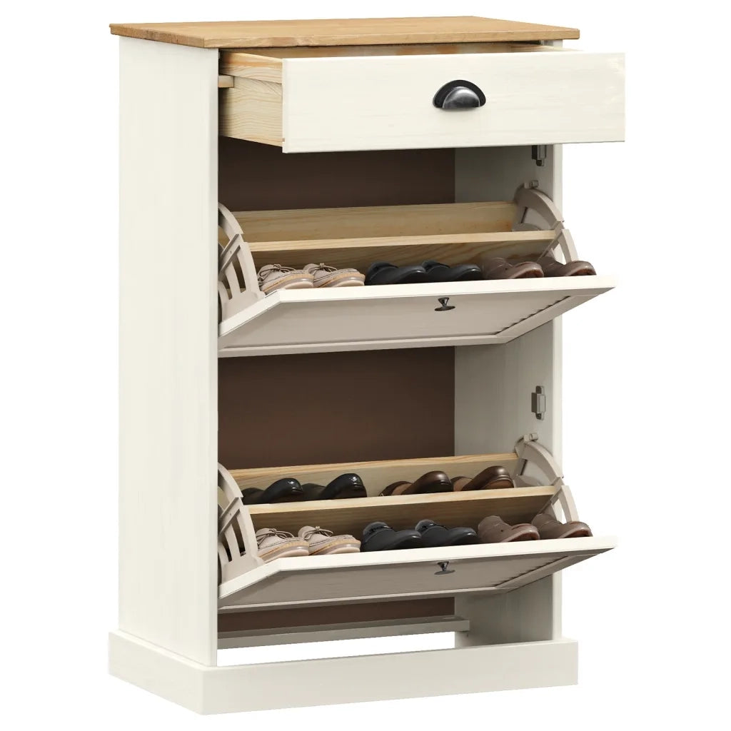 Scarpiera | Mobile per scarpe VIGO 60x35x96 cm in Legno Massello di Pino Bianco