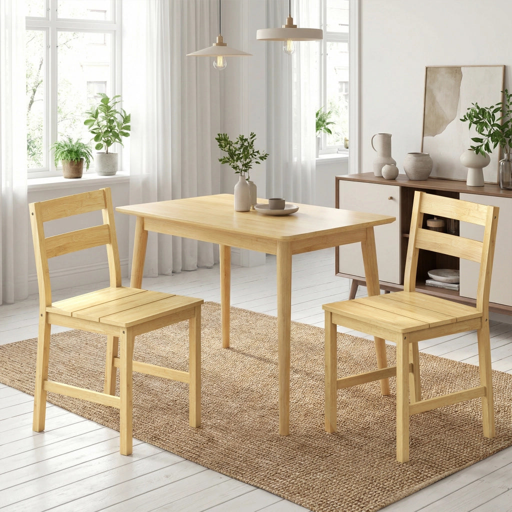 Set di 2 Sedie da Pranzo in Bamb¨´ ¨C Zephmum ¨C Naturale Senza Braccioli