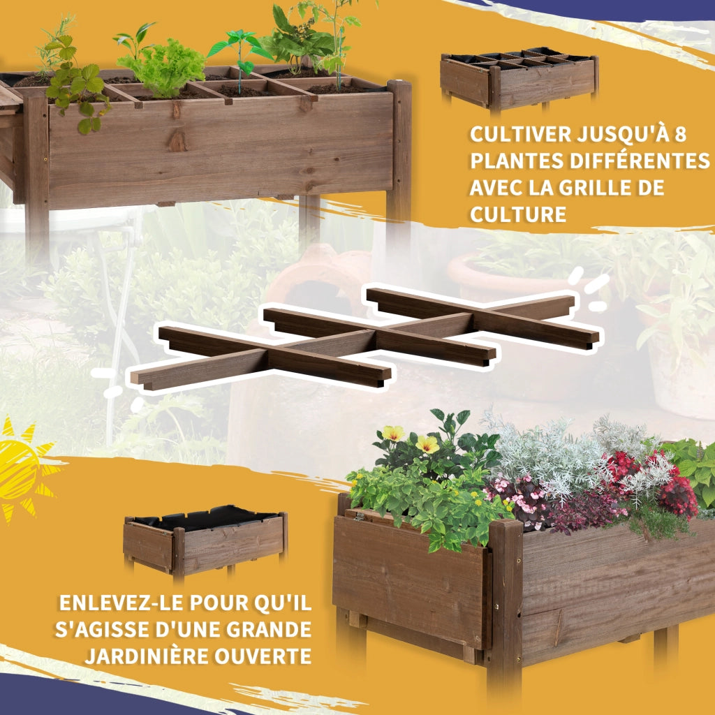 Fioriera da Giardino con Ruote ¨C zephmum ¨C Legno di Abete, Ripiano Pieghevole