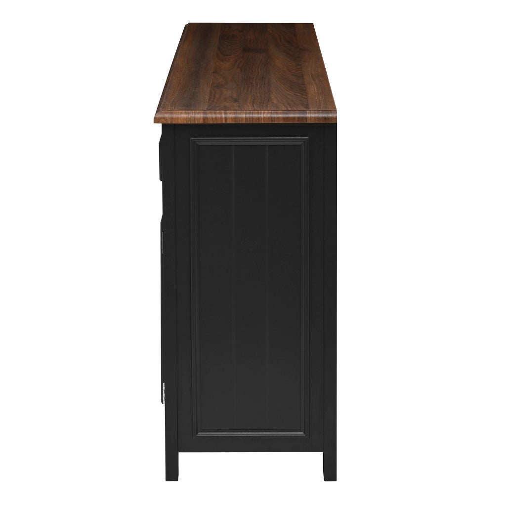 Sideboard 160x35x76 cm con 3 cassetti e 4 ante in MDF nero