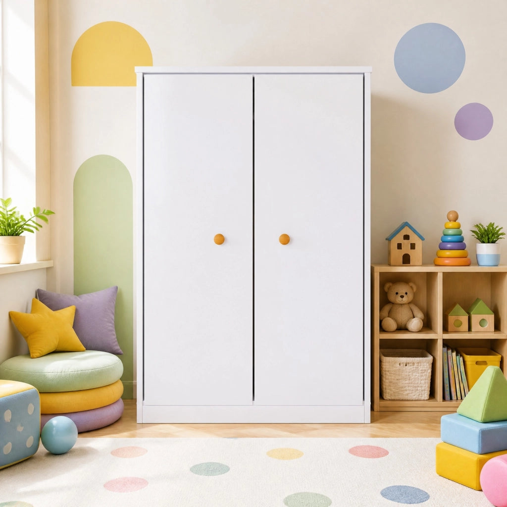 Armadio ULEVR 80x50x120 cm a 2 ante con barra appendiabiti, MDF bianco