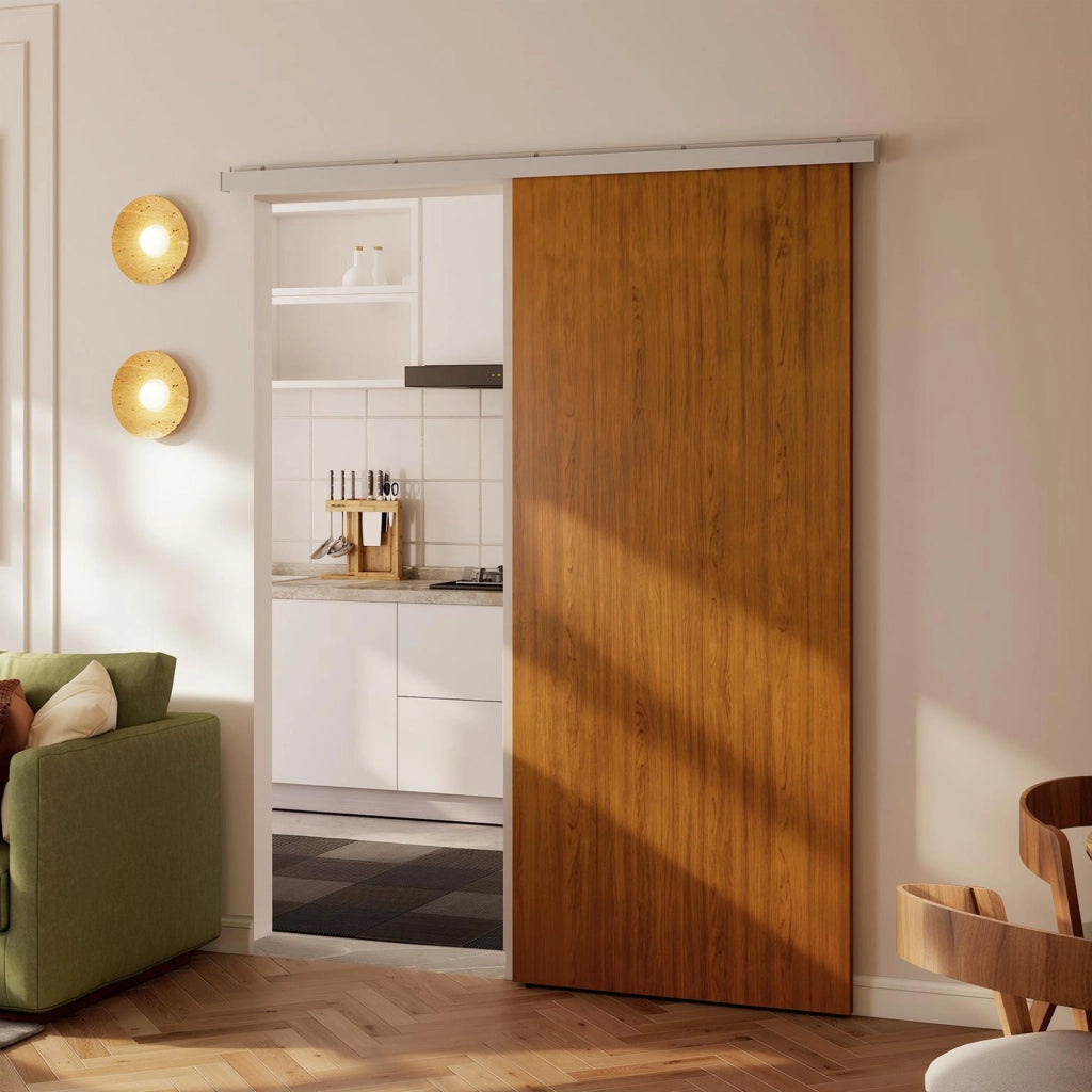 Porta Scorrevole per Armadio ¨C zephmum ¨C 90x210 cm, Effetto Legno Marrone
