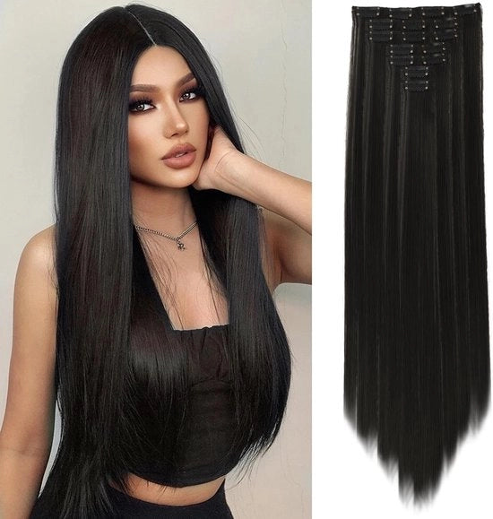 Estensioni capelline clip-in - volume naturale - colore naturale - accessori capelli - per donne - 56 cm